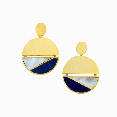 Trinketz by Cynthia Duchess Earring Lapis Lazuli Brass Earring Set