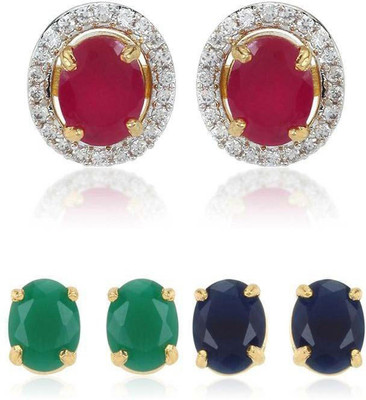ZENEME 6 IN 1 Cubic Zirconia Alloy Earring Set