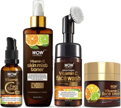 WOW SKIN SCIENCE Ultimate Vitamin C Skin Care Kit - consists Vitamin C Face Wash brush, Mist Toner, Face Serum, Face Cream - 380mL  (4 Items in the set)