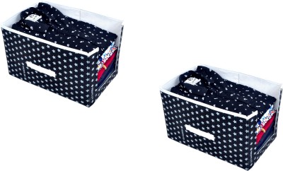 SH NASIMA MANUFACTURER 12345 Sh nasima star Printed 2 Piece Non Woven Shirt Stacker Wardrobe Organizer Set of (2) BLACK 17580(Black, White)