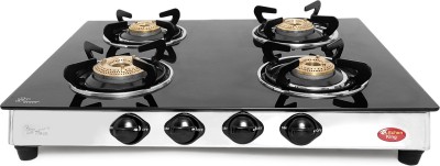 Sunflash kitchen king Crystal Black Auto Ignition Glass Automatic Gas Stove(4 Burners)