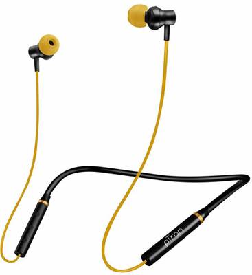 PTron Tangent Beats wireless neckband Bluetooth without Mic Headset  (Black, Yellow, In the Ear)