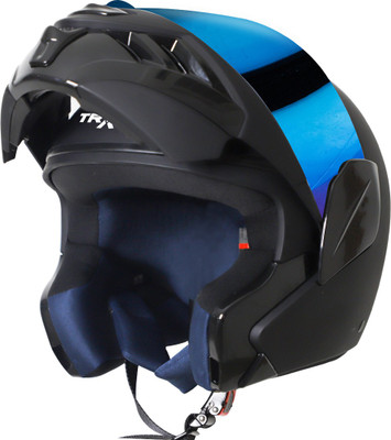 Steelbird TRX Flip Up Helmet, ISI Certified Helmet Motorbike Helmet(Matt Axis Grey with Blue Visor)