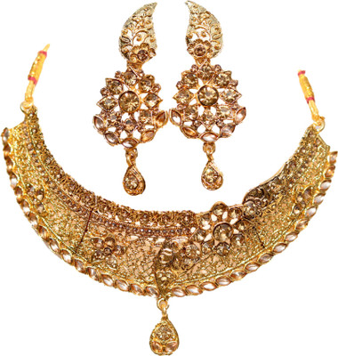 Geetanjali Brass Gold Jewellery Set(Pack of 1)