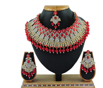 VATSALYA creation Alloy Gold-plated Red Jewellery Set(Pack of 1)