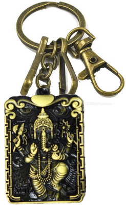AFH Antique Gold Plated Quality Metal Lord Ganesh Decorative Key Chain for Gifting Key Chain