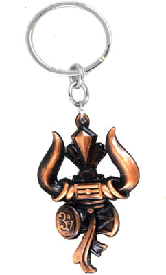 AFH Lord Shiv Shankar Trishul Damru Om Double Side Quality Copper Decorative Key Chain for Gifting Key Chain