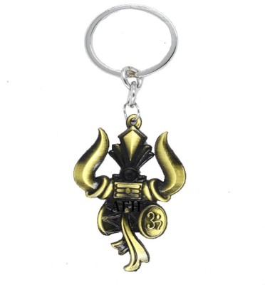 AFH Lord Shiv Shankar Trishul Damru Om Double Side (Bronze) Quality Metal Decorative Key Chain for Gifting Key Chain