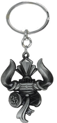 AFH Lord Shiv Shankar Trishul Damru Om Double Side Antique Silver Quality Decorative Key Chain for Gifting Key Chain