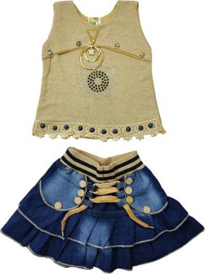 PK Collection Baby Girls Party(Festive) Top Skirt(beige)