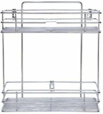 SLB CREATION Containers Kitchen Rack Steel Multipurpose Storage Rack/Shelf, Double Layer Kitchen Rack, Bathroom Shelves and Racks Steel, Wall Mounted Organiser for Home/ Spice Bottle Shelf Holder Platform Cabinet (2Layer) Fruits/Vegetables Kitchen Rack (Steel)