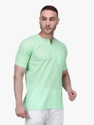 Rajubhai Hargovindas Men Solid Straight Kurta(Green)