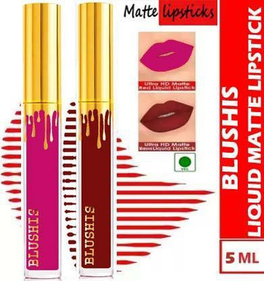 BLUSHIS High Definaton Non Transfer Smudge Proof Long Lasting Liquid Matte Lipstick Magenta and Deep Mehroon color(Magenta,deep Mehroon, 12 ml)
