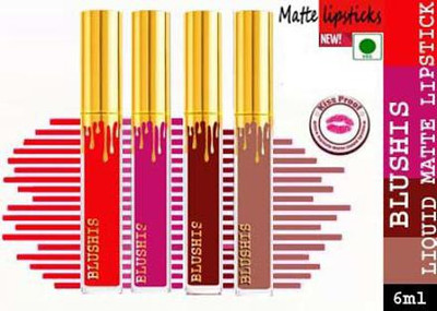 BLUSHIS High Definaton Non Transfer Smudge Proof Long Lasting Liquid Matte Lipstick(Multicolor2, 30 ml)