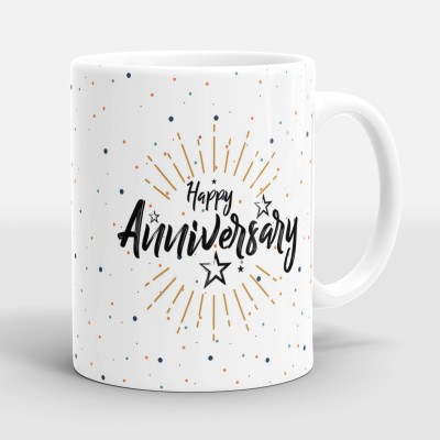 Sublikraft Happy Anniversary Printed Ceramic Coffee Mug(330 ml)