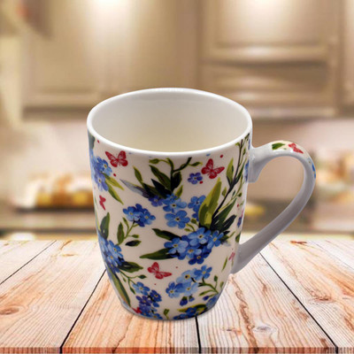 Kookee Butterfly & Flower Print (BPM3647) Ceramic Coffee Mug(325 ml)
