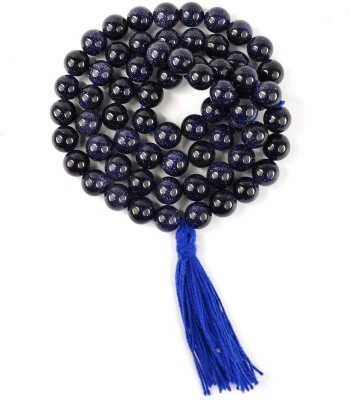 CRYSTU Goldstone Blue Natural Round Bead Knotted Mala For Women & Girls Beads, Crystal Stone Chain