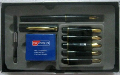 greencom izone Calligraphy Set with 6 Gold-plated nibs Different Size and 6 Ink Cartridge Calligraphy(Blue)