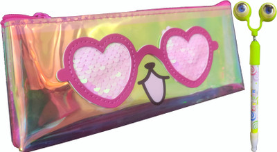 TECHNOCHITRA Heart Shape Eye Glass Translucent Art Plastic Pencil Box(Set of 1, Multicolor)
