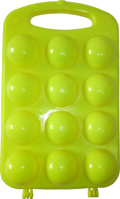 STAR Portable Plastic Egg Carry Holder Carrier Storage Box For 12 Pcs Egg (1 Pc Random Color) - 1 dozen Plastic Grocery Container, Fridge Container (yellow) Tray Tray