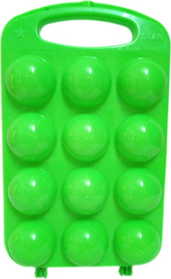 STAR Portable Plastic Egg Carry Holder Carrier Storage Box For 12 Pcs Egg (1 Pc Random Color) - 1 dozen Plastic Grocery Container, Fridge Container (Green) Tray