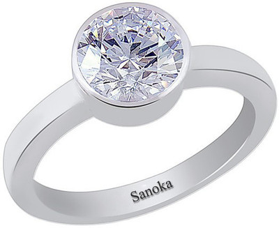 Sanoka Certified 4 cts or 5.25 ratti Zircon Ring Sterling Silver Zircon Sterling Silver Plated Ring