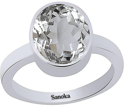 Sanoka Certified Isphetic 8.3 cts or 9.25 ratti Sterling Silver Zircon Sterling Silver Plated Ring
