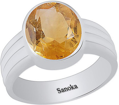 Sanoka Certified 7 carat or 8.25 ratti Sterling Silver Sapphire Sterling Silver Plated Ring