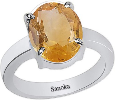 Sanoka Certified 6.5 carat or 7.25 ratti Sterling Silver Sapphire Sterling Silver Plated Ring