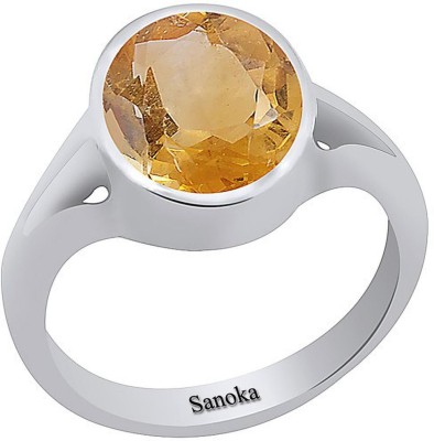 Sanoka Certified 3 carat or 3.25 ratti Sterling Silver Sapphire Sterling Silver Plated Ring