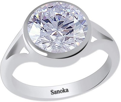 Sanoka Certified 5.5 cts or 6.25 ratti Sterling Silver Zircon Sterling Silver Plated Ring