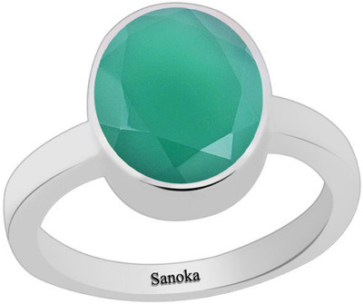 Sanoka Certified Haqiq 5.5 cts or 6.25 ratti / Onyx Ring Sterling Silver Emerald Sterling Silver Plated Ring