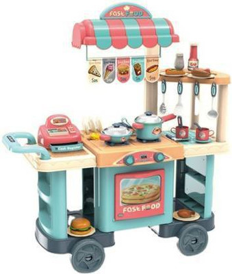 SHAHI funny pretend play fast food shop utensil set cart kitchen kids toys with cash register