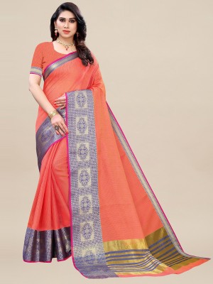 Ratnavati Woven, Embellished Bollywood Silk Blend Saree(Orange)