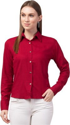 MEETNEX Women Solid Casual Red Shirt