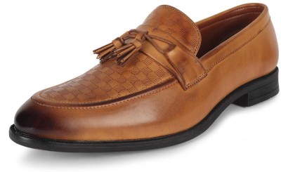 MUTAQINOTI Leather Loafer Casual Loafers For Men(Tan)