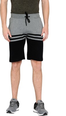 MANIAC Striped Men Grey, Black Basic Shorts