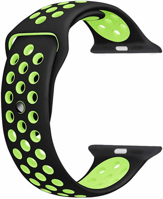 Frazil Soft Silicone Sport 42mm/44mm Band Black and Volt Air Hole Smart Watch Strap(Black, Green)