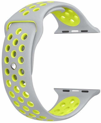Juberous Soft Silicone Sport 42mm/44mm Band Grey and Volt Air Hole Smart Watch Strap(Grey, Green)