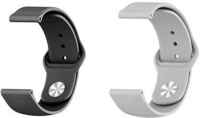 valente Premium Silicone 20 mm Band Strap Compatible with galaaxy active watch/AmaazeFitt BIP/BIP Lite/amaazeFitt GTS, amaazefitt GTR (42mm) / with 20mm Lugs Smart Watch Strap (Pack Of 2) Smart Watch Strap(Black, Grey)