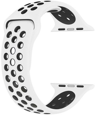 Juberous Soft Silicone Sport 42mm/44mm Band White and Black Air Hole Smart Watch Strap(White, Black)