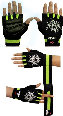 SKYFIT COMBO 2 Heavy Wrist Support Gym Sports Gloves Gym & Fitness Gloves(Black, Green)