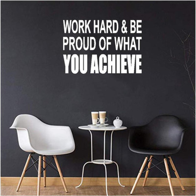 LYOMAN 59 cm workhard-wht Self Adhesive Sticker(Pack of 1)