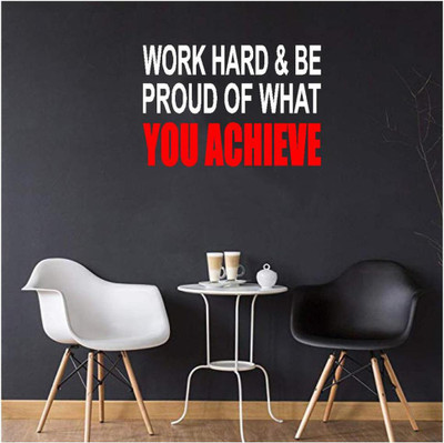 LYOMAN 59 cm workhard-whtred Self Adhesive Sticker(Pack of 1)