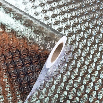 Gnexin 300 cm unique design , chex design Kitchen Waterproof Self-Adhesive Anti-Mold ,Aluminium foil for Wall (30 x 300 cm )and Aluminium Foil Paper Sticker Roll for Kitchen Wall -silver(40 x 300 cm) Self Adhesive Sticker(Pack of 1)