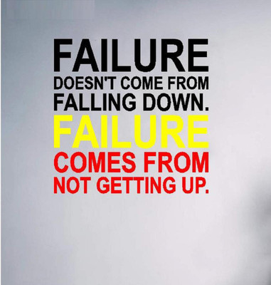 LYOMAN 59 cm failuregettingupp-blkredylw Self Adhesive Sticker(Pack of 1)