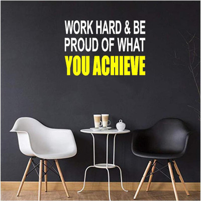 LYOMAN 59 cm workhard-whtylw Self Adhesive Sticker(Pack of 1)