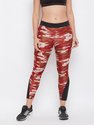 Clovia Color Block Women Maroon Tights