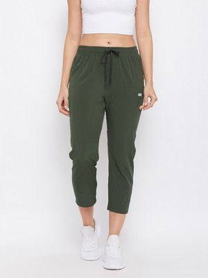 Clovia Solid Women Dark Green Track Pants