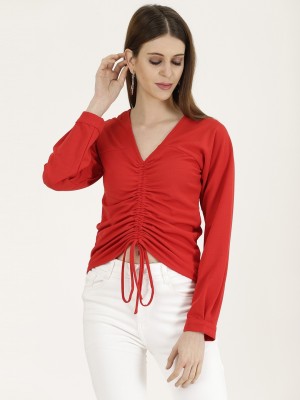 LAZIO Casual Solid Women Red Top